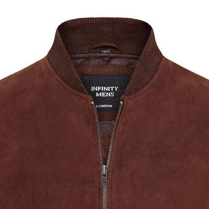 Mens Soft Goat Suede MA-1 Varsity Bomber Jacket  - Dalian