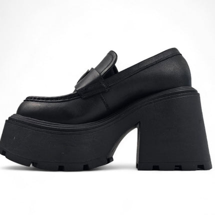 Windsorsmith Womens Black Leather Platform Loafers Shoes - Spolied