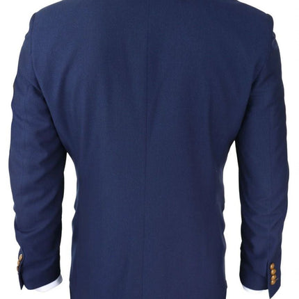 Mens 3 Piece Navy Blue Birdseye Classic Suit