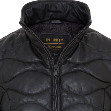 Womens Puffer Warm Quilted Leather Bomber Jacket