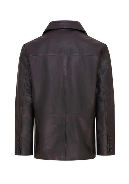 Mens 2 Button Black Leather Blazer Soft Lamb Tailored Leather Coat Italian Leather Jacket