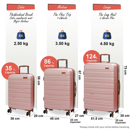 Expandable Hard Shell ABS Suitcase Set 8 Wheel Robust Travel Case Holiday Luggage
