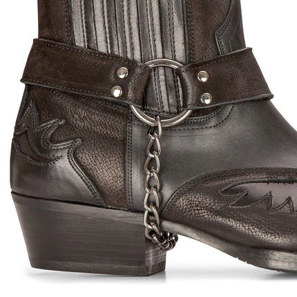 Mens Leather Cowboy Ankle Boots Black Brown Cuban Biker Winklepicker Western