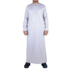 Men's Beige Thobe Robe Satin Emirati Islamic Jubba Eid Slim Fit