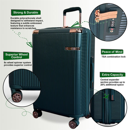 Expandable Hard Shell 8 Wheels Luggage Travel Cabin Suitcase Set