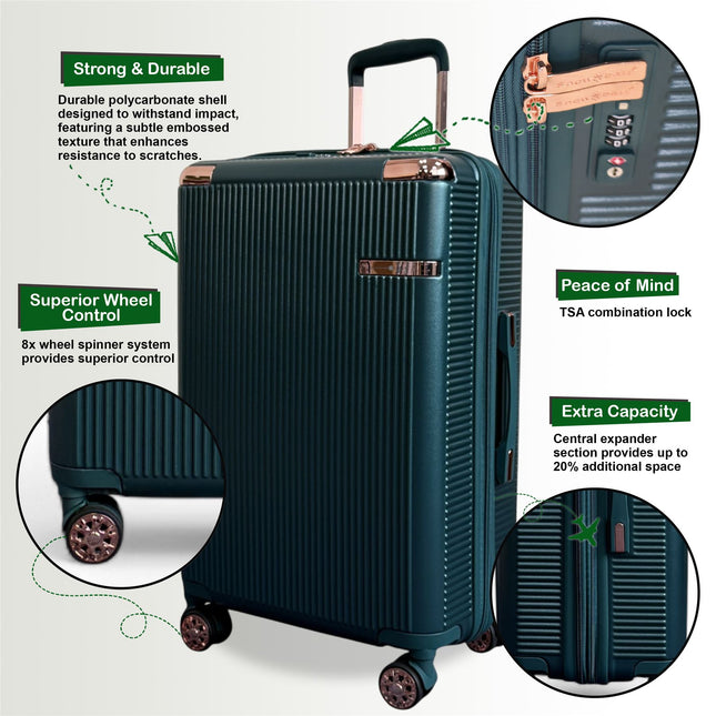 Expandable Hard Shell 8 Wheels Luggage Travel Cabin Suitcase Set