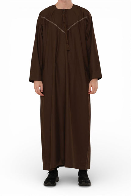 Men's Eid Brown Moroccan Thobe Robe Djellaba Ramadan Eid Jubba- HM10