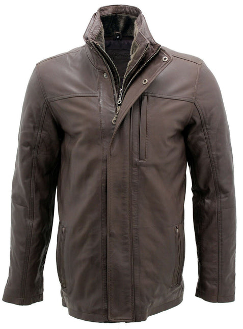 Mens Leather Mid Length Coat-Hanoi