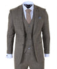 Men's 3-Piece Brown Classic Check Suit Slim Fit Plain Formal Party Suit
