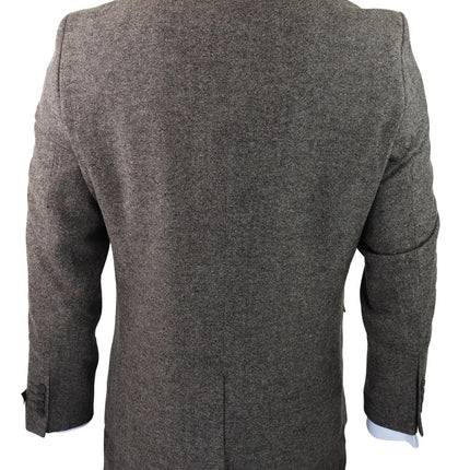 Mens Oak Brown Wool 3 Piece Suit Double Breasted Waistcoat Tweed Peaky Blinders 1920s