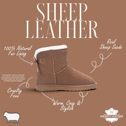 Women's Chestnut Tan Genuine Sheepskin Real Fur Winter Ankle Boots - Eclipse