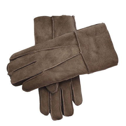 Infinity Leather Unisex Brown Sheepskin Suede Gloves with Roll Up/Down Cuff