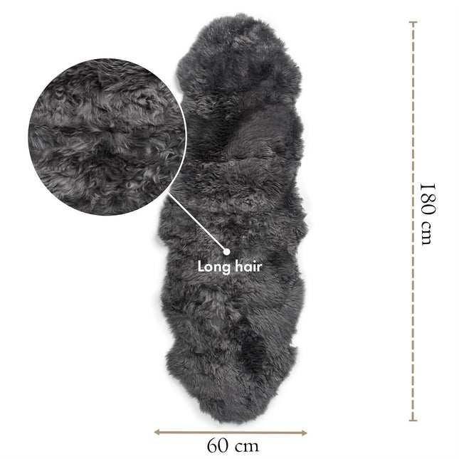 Genuine Sheepskin Charcoal Grey Double Natural Fluffy Silky Soft Real Wool Rug