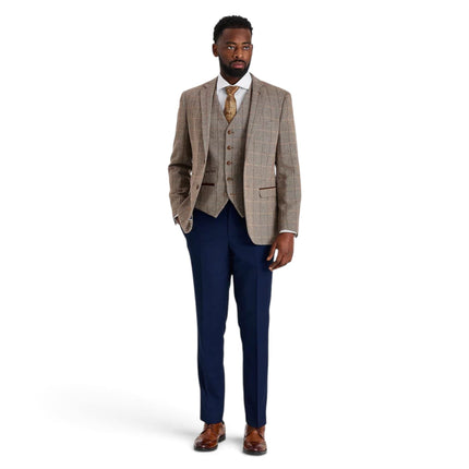 Men's Brown Tweed Suit with Mayfair Navy Trousers - Harris