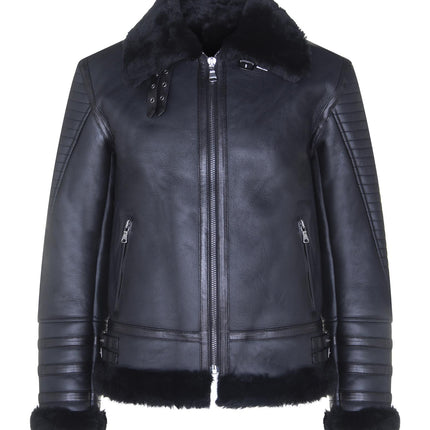 Mens Retro Sheepskin Bomber Jacket-Asheville
