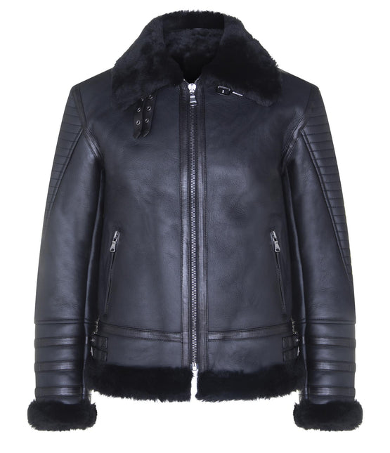 Mens Retro Sheepskin Bomber Jacket-Asheville