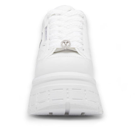 Windsorsmith Womens White Chunky Leather Platform Trainers Sneakers - Swerve