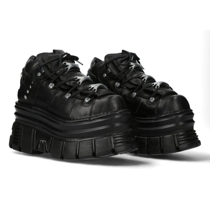 New Rock M-106-C178 Black Tower Gothic Punk Chunky Ankle Boots