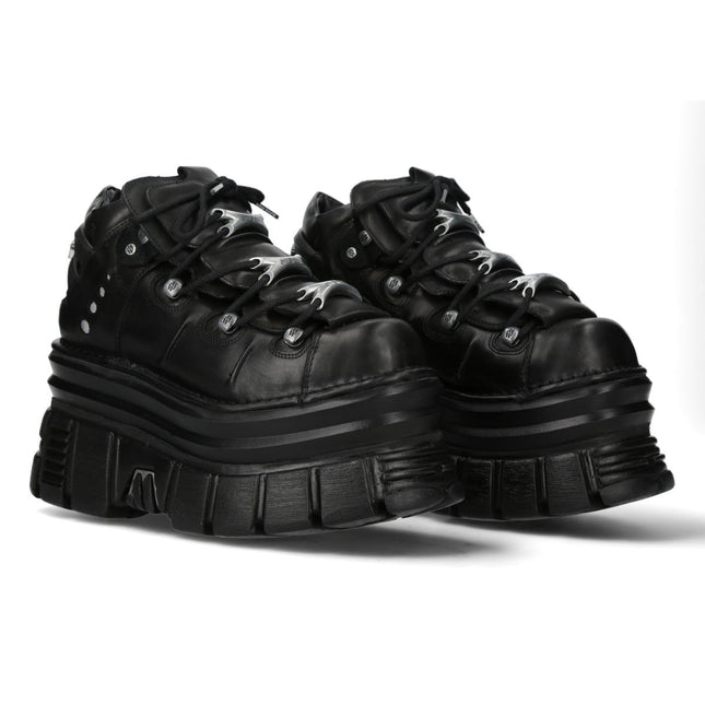 New Rock M-106-C178 Black Tower Gothic Punk Chunky Ankle Boots