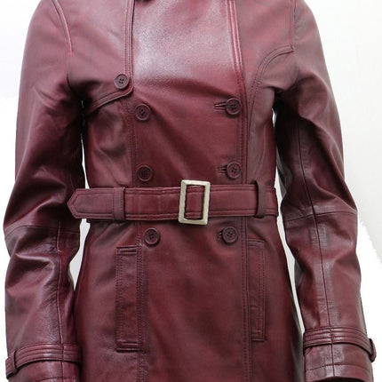Womens Nappa Leather Trench Coat-Mosul