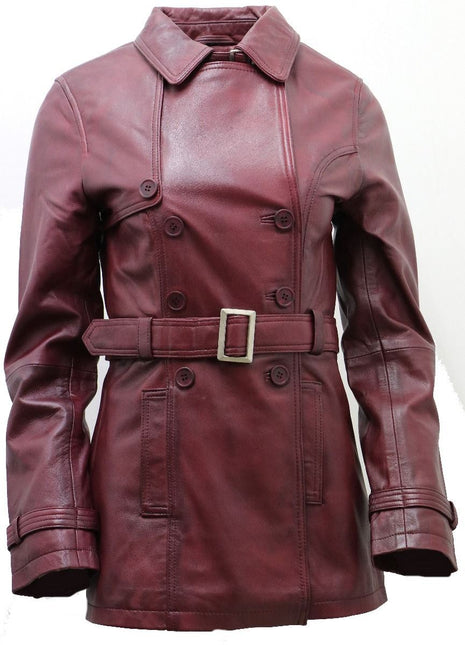 Womens Nappa Leather Trench Coat-Mosul