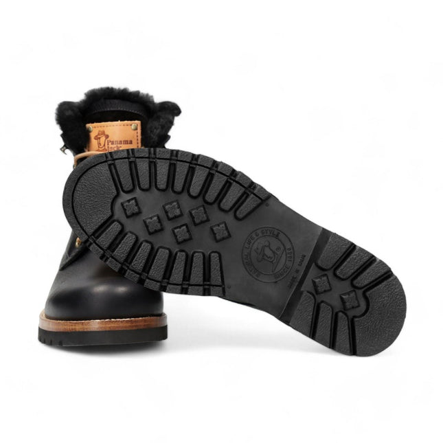 Panama Jacks Men's Black P03 Aviator Leather Combat Boots