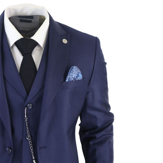 Men's Classic 3-Piece Plain Navy Suit