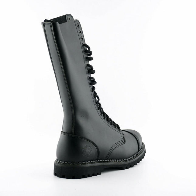 Grinders Unisex Black Leather Mid-Calf Punk Military Boots - King CS