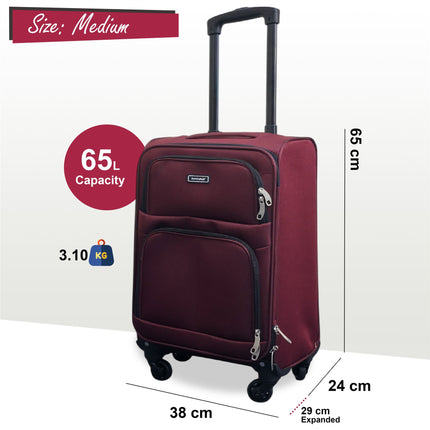 Expandable Soft Shell 4 Wheel Luggage Travel Cabin Suitcase Set Holiday Bags