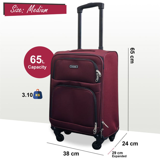 Expandable Soft Shell 4 Wheel Luggage Travel Cabin Suitcase Set Holiday Bags