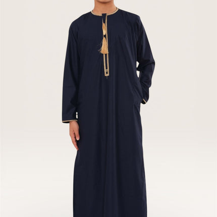 Kids Boys Ramadan Navy Blue Moroccan Thobe Robe Emirati Eid Jubba- TT-003