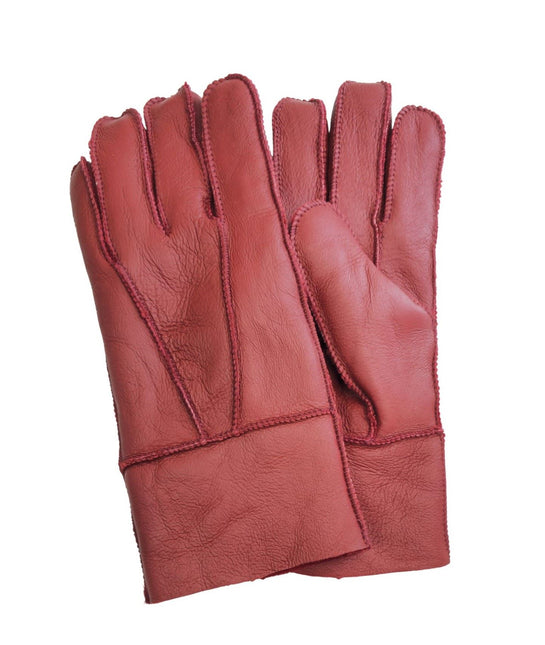 Infinity Leather Unisex Red Sheepskin Leather Gloves with Roll Up/Down Cuff