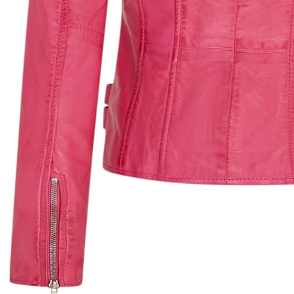 Womens Leather Brando Biker Jacket-Orlando