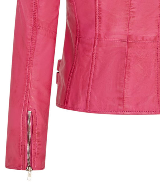 Womens Leather Brando Biker Jacket-Orlando