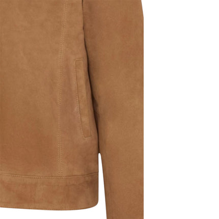 Mens Navy Goat Suede Leather Harrington Biker Jacket - Berlin