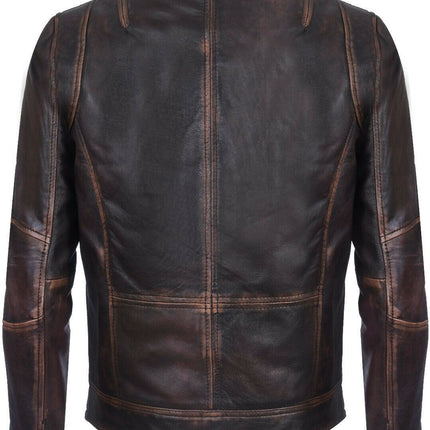 Men's Leather Retro Biker Jacket-Toronto