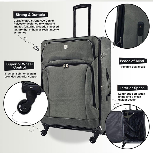 Lightweight Soft Shell Luggage Suitcase Travel Set