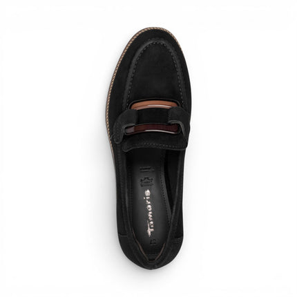 Tamaris Women's Black Suede Leather Loafer Casual Shoes - 24722-43