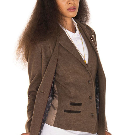 Womens Tweed 1920s Herringbone Light Brown Blazer