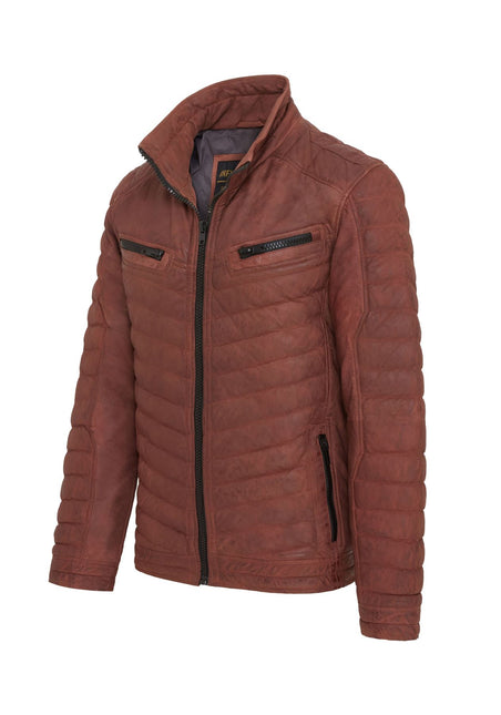 Men's Puffer Leather Biker Quilted Vintage Bomber Jacket