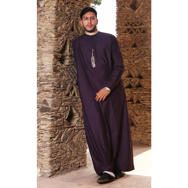 Men's Purple Thobe Arab Saudi Emirati Islamic Clothing Jubba Robe