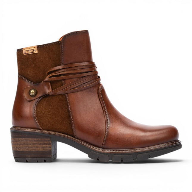 Pikolinos Women’s Brown Leather Zipped Heel Ankle Boots - San Sebastia
