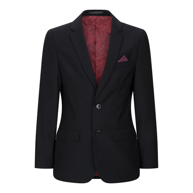 Boys 3 Piece Plain Black Classic Retro Suit