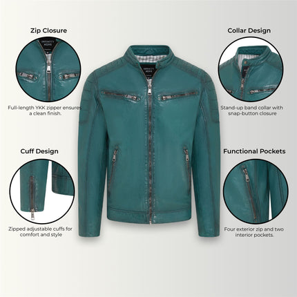 Men's Modern Classic Leather Quilted Biker Jacket - Derry