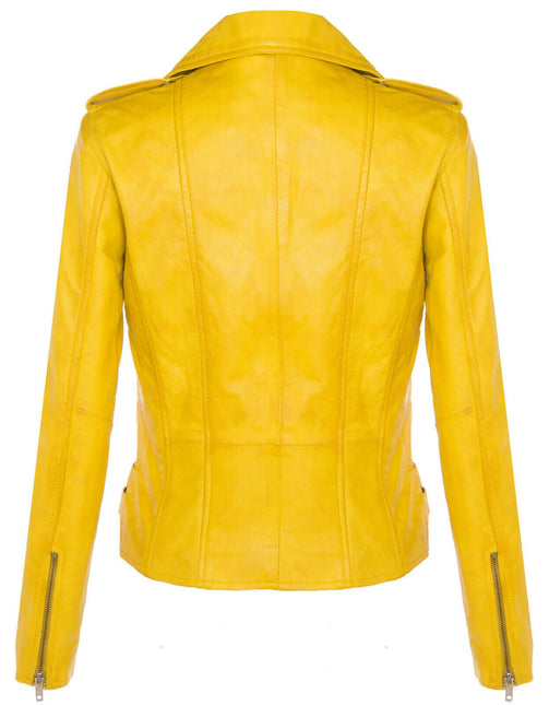 Womens Leather Brando Biker Jacket-Orlando