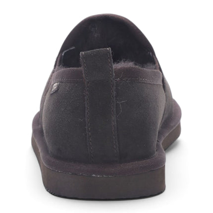 Men's Brown Genuine Sheepskin Suede Slipper Winter Moccasins - Cedar