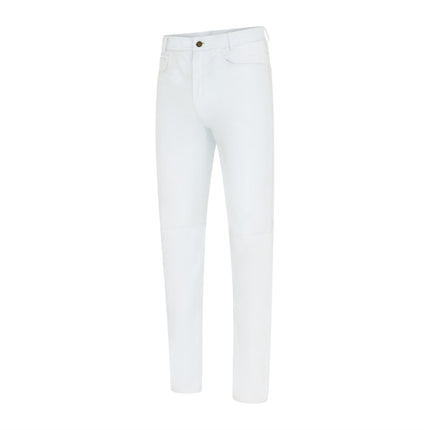 Mens White Lamb Leather 501 Biker Jeans - Istanbul