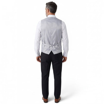 Men's Grey Paisley Floral 3 Piece Waistcoat Bow Tie Hankie Set - Robert