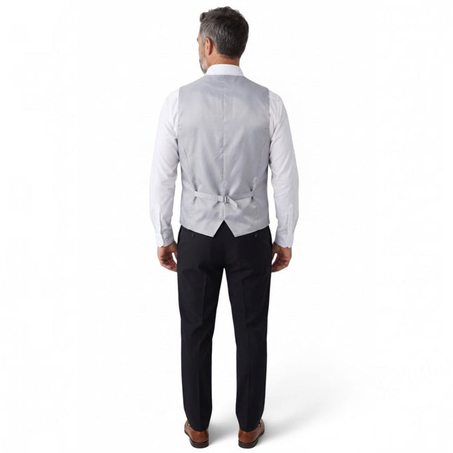 Men's Grey Paisley Floral 3 Piece Waistcoat Bow Tie Hankie Set - Robert