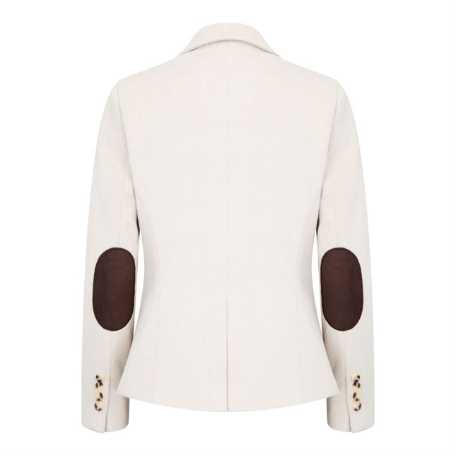 Women's Cream 2 Piece Set Wool Blend Tweed Blazer Waistcoat